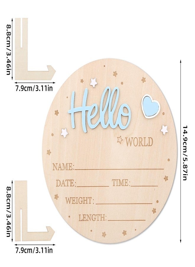 lasuroa Baby Announcement Sign, Wooden Hello World Newborn Sign Cute Welcome Baby Name Board for Boys Girls Photo Props Hospital Nursery Decor - Image 2
