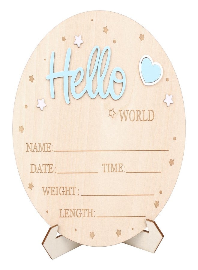 lasuroa Baby Announcement Sign, Wooden Hello World Newborn Sign Cute Welcome Baby Name Board for Boys Girls Photo Props Hospital Nursery Decor - Image 1