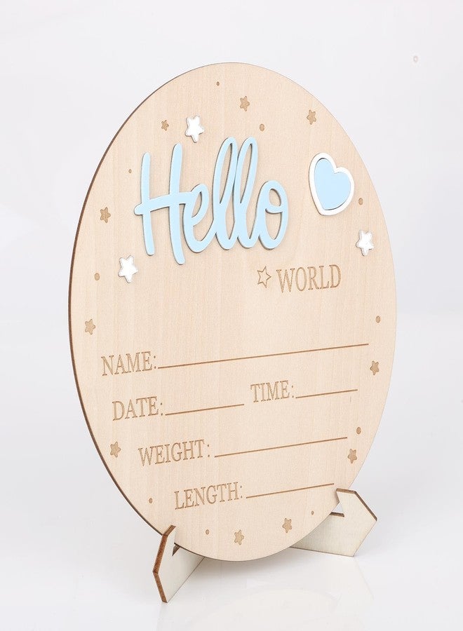 lasuroa Baby Announcement Sign, Wooden Hello World Newborn Sign Cute Welcome Baby Name Board for Boys Girls Photo Props Hospital Nursery Decor - Image 4