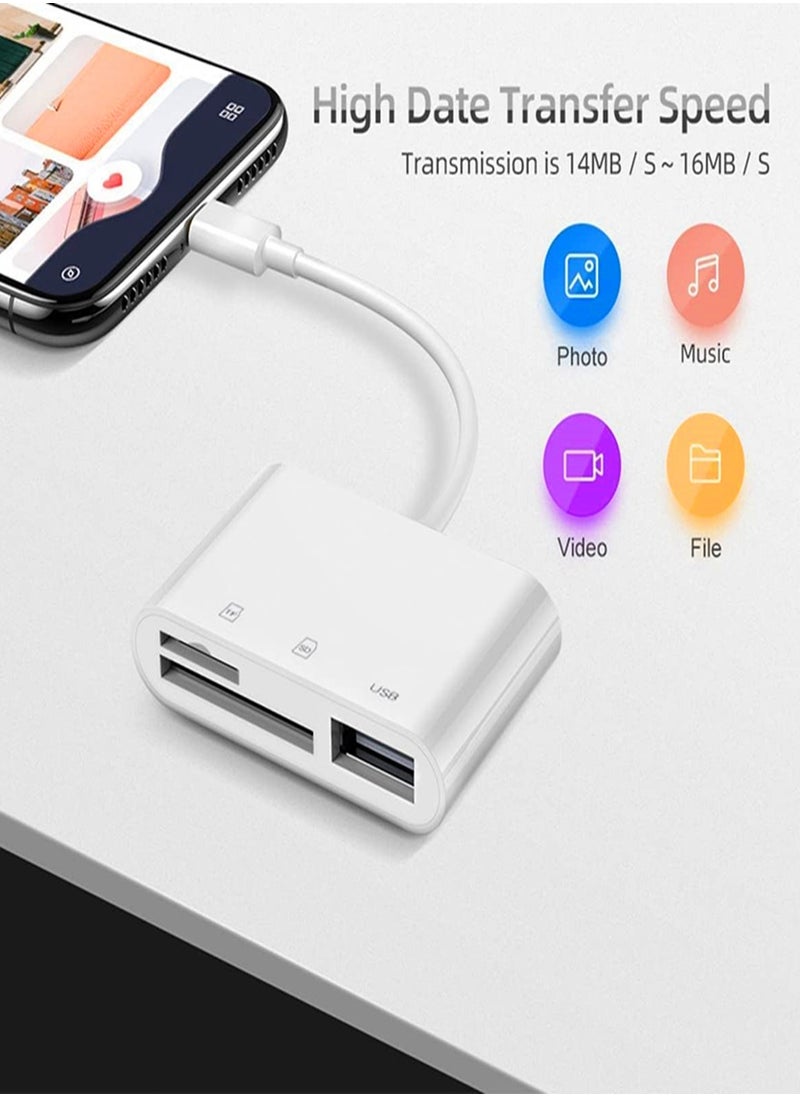 White 3.0 Multifunctional 3-in-1 USB C SD Card Reader Type-C Card Reader for USB C Device  TF Card Adapter Support Dual Read and Write