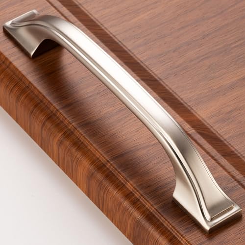 BEROSSA 10 Pack Brushed Nickel Cabinet Pulls 3-3/4 Inch Satin Nickel Cabinet Handles Nickel Hardware for Kitchen Cabinets 8222 Drawers Bedroom Dresser Bathroom Vanity Cupboard - Image 1