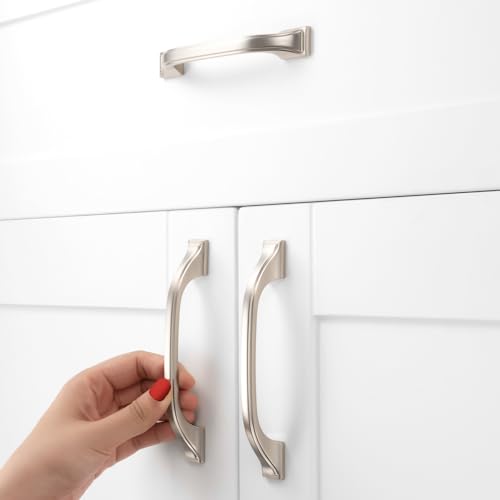 BEROSSA 10 Pack Brushed Nickel Cabinet Pulls 3-3/4 Inch Satin Nickel Cabinet Handles Nickel Hardware for Kitchen Cabinets 8222 Drawers Bedroom Dresser Bathroom Vanity Cupboard - Image 4