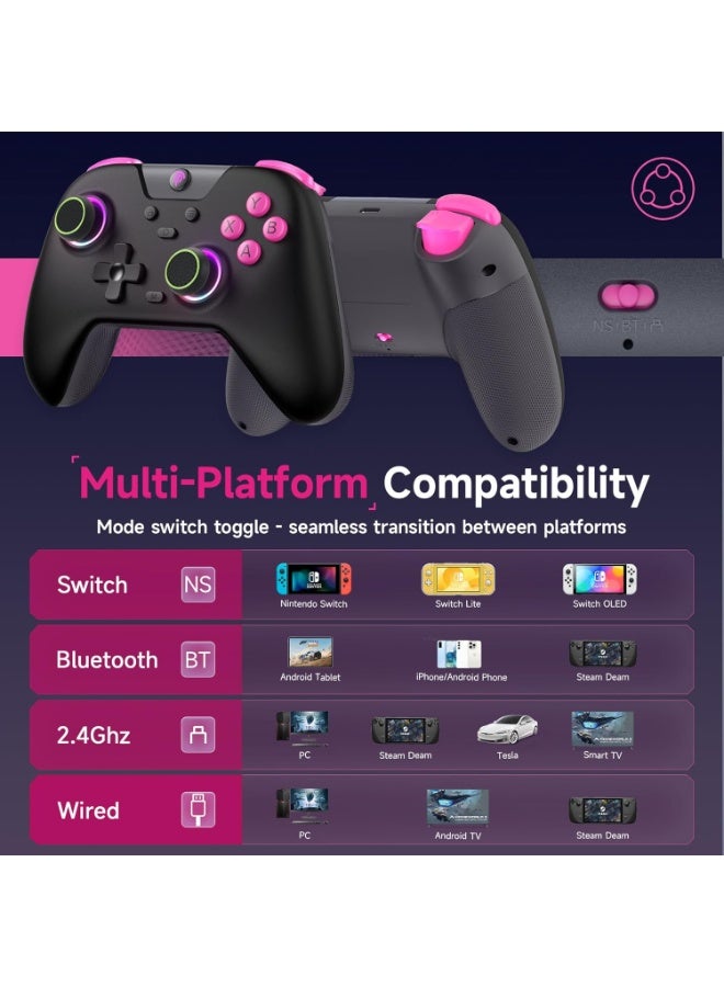 general Professional Gamepad EasySMX X05 Bluetooth Game Controller for PC/Steam/iPhone/Android/Switch with Hall Effect and Trigger RGB Lights Turbo Rumble Vibration Anti-Drift Controller 750mAh Battery Compatible with Black Myth: Wukong, Multi-Platform Support - Image 2