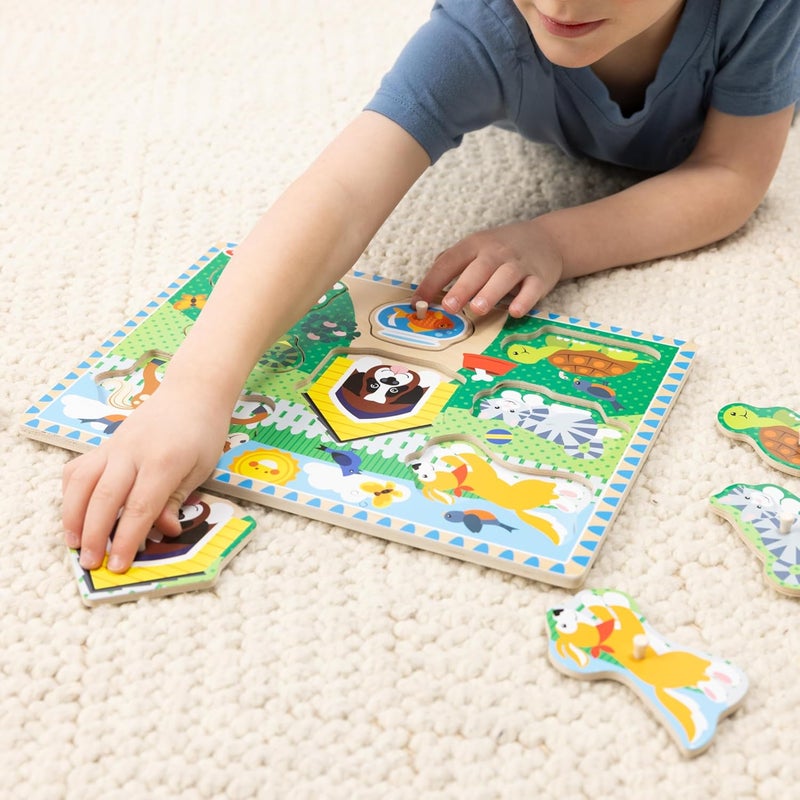 ميليسا آند دوج Melissa & Doug لغز خشبي للحيوانات الأليفة بأوتاد (8 قطع) - Image 3