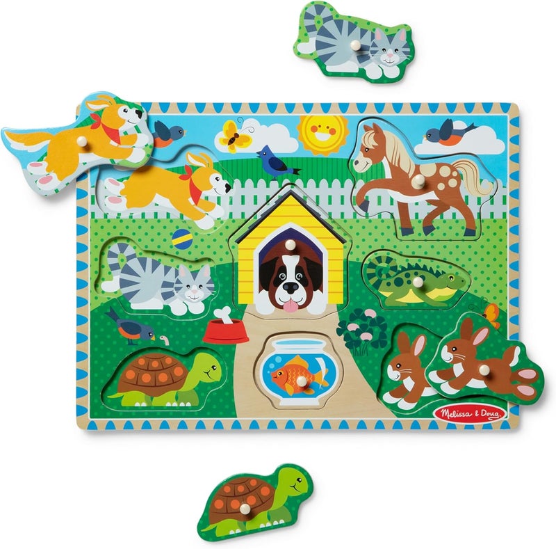ميليسا آند دوج Melissa & Doug لغز خشبي للحيوانات الأليفة بأوتاد (8 قطع) - Image 1