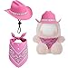 Simgoing 2 Pcs 17cm Doll Cowboy Costume DiamondStudded Cowboy Hat and Scarf for 17cm Mini Toy Western Accessories for Decoration and Display Doll Not IncludePink - Image 2