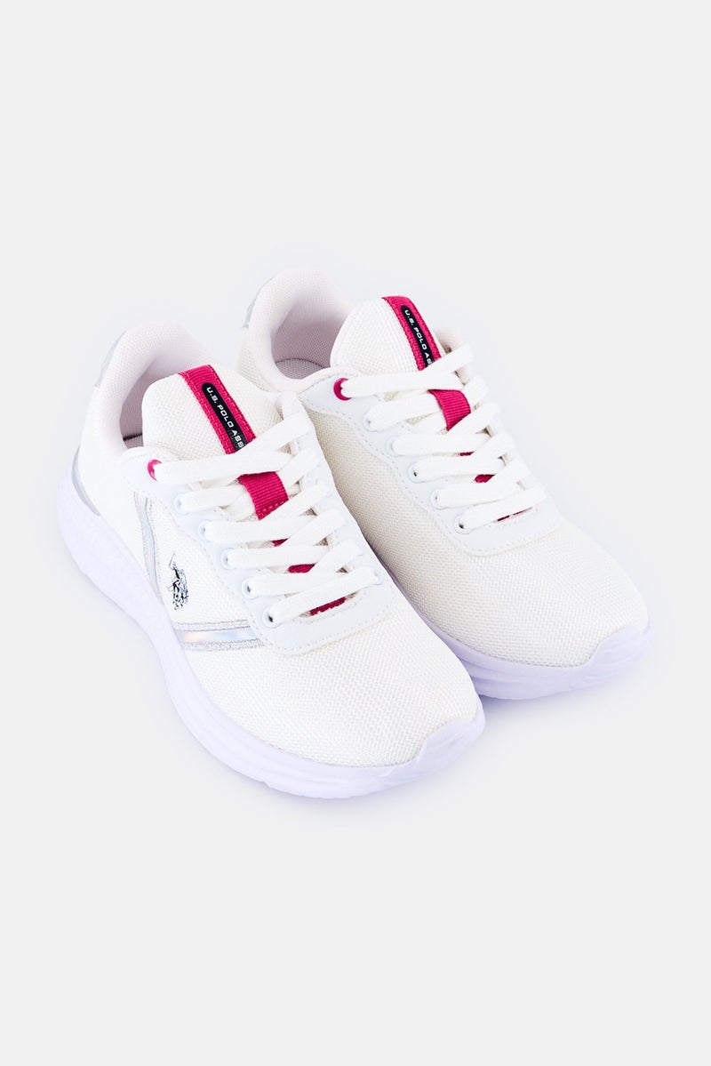 U.S. Polo Assn. أحذية نسائية من الجلد البيئي مع شبكة، بيضاء - Image 2