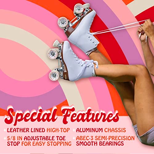 Chicago زلاجات شيكاغو الرباعية للفتيات والفتيان - متينة، أداء عالي للاستخدام الداخلي/الخارجي أو ديربي التزلج - أحذية جلدية كلاسيكية عالية مع عجلات يوريثان 60 مم ومحامل شبه دقيقة - Image 4