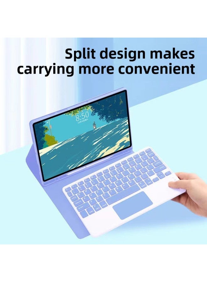 Bluetooth Keyboard Case For Samsung Tab A9plus 2024 S9FE S6lite Touch Keyboard Leather Case-Color:Sky Blue Leather Case & Normal Backlit Keyboard & Mouse-Applicable Model:Tab S9 /S9plus 12.4 -2022 Model