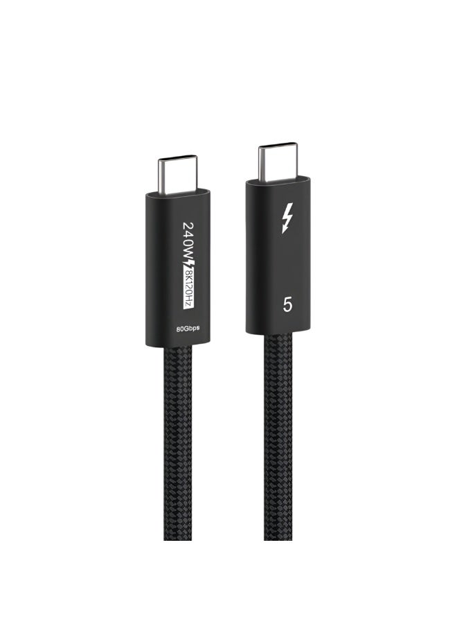 سيزمي ✦ كابل Thunderbolt 5 بسرعة 80Gbps (حتى 120Gbps مع Bandwidth Boost) | شحن فائق 240W عبر EPR Power Delivery PD 3.1 | USB-C | يدعم 16K UHD و8K@120Hz و4K@540Hz | USB4 Gen4 | متوافق مع iPhone وغيرها | تصميم مضفّر، بطول 1 متر + شريط تثبيت Hook-and-Loop - Image 1