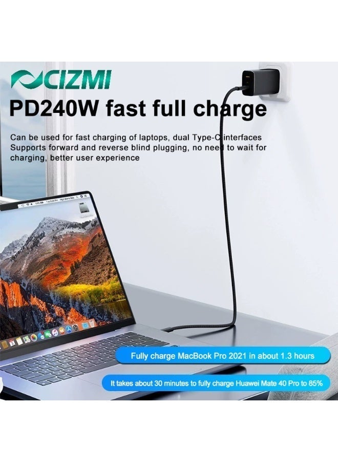 سيزمي ✦ كابل Thunderbolt 5 بسرعة 80Gbps (حتى 120Gbps مع Bandwidth Boost) | شحن فائق 240W عبر EPR Power Delivery PD 3.1 | USB-C | يدعم 16K UHD و8K@120Hz و4K@540Hz | USB4 Gen4 | متوافق مع iPhone وغيرها | تصميم مضفّر، بطول 1 متر + شريط تثبيت Hook-and-Loop - Image 4