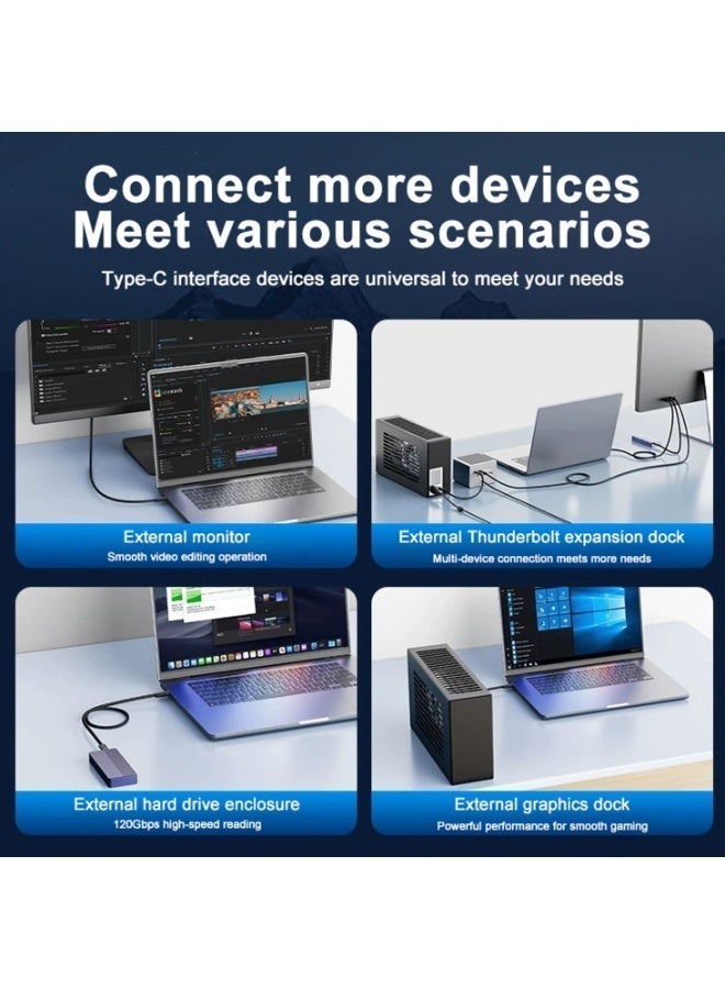 سيزمي ✦ كابل Thunderbolt 5 بسرعة 80Gbps (حتى 120Gbps مع Bandwidth Boost) | شحن فائق 240W عبر EPR Power Delivery PD 3.1 | USB-C | يدعم 16K UHD و8K@120Hz و4K@540Hz | USB4 Gen4 | متوافق مع iPhone وغيرها | تصميم مضفّر، بطول 1 متر + شريط تثبيت Hook-and-Loop - Image 5