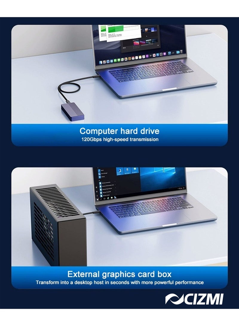 CIZMI ✦ Thunderbolt 5 80Gbps - 120Gbps | 240W Super Charging EPR Power Delivery PD 3.1 Cable | USB-C | 16K UHD 8K@120Hz 4K@540Hz | USB4 Gen4 |Compatible with iPhone & More | Braided, 1m + Hook-and-Loop Strap - Image 5