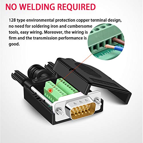 ANMBEST 2PCS Male VGA Solderless Quick Connector 16mm Thinner 3+9 DB15 3Row Serial Plug to 15-pin Port Terminal Male Adapter Breakout Board Compatible with VGA 3+7/3+6/3+6/3+4/3+2 - Image 3