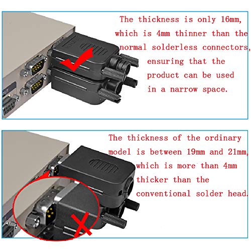 ANMBEST 2PCS Male VGA Solderless Quick Connector 16mm Thinner 3+9 DB15 3Row Serial Plug to 15-pin Port Terminal Male Adapter Breakout Board Compatible with VGA 3+7/3+6/3+6/3+4/3+2 - Image 4