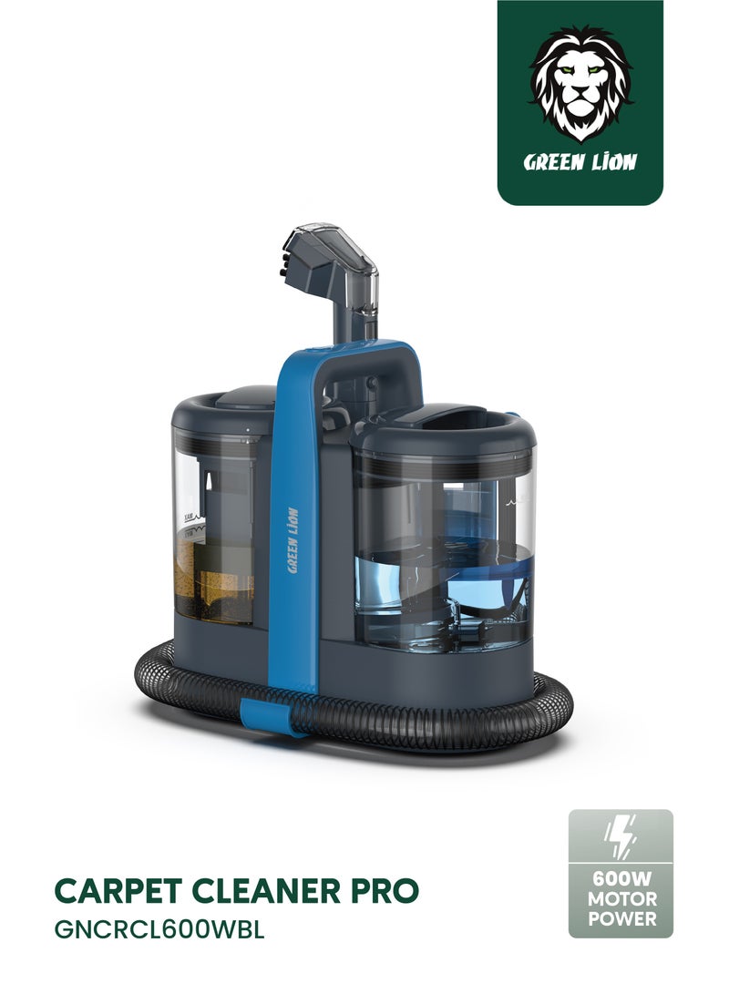 جرين ليون منظف ​​السجاد الاحترافي / قابس المملكة المتحدة  / قوة محرك 600 واط / خزان 1500 مل من المياه العذبة / خزان مياه مزدوج / خزان 800 مل من المياه القذرة / طول خرطوم 3.9 قدم / قوة شفط قوية / تنظيف عميق للبقع - أزرق - Image 1