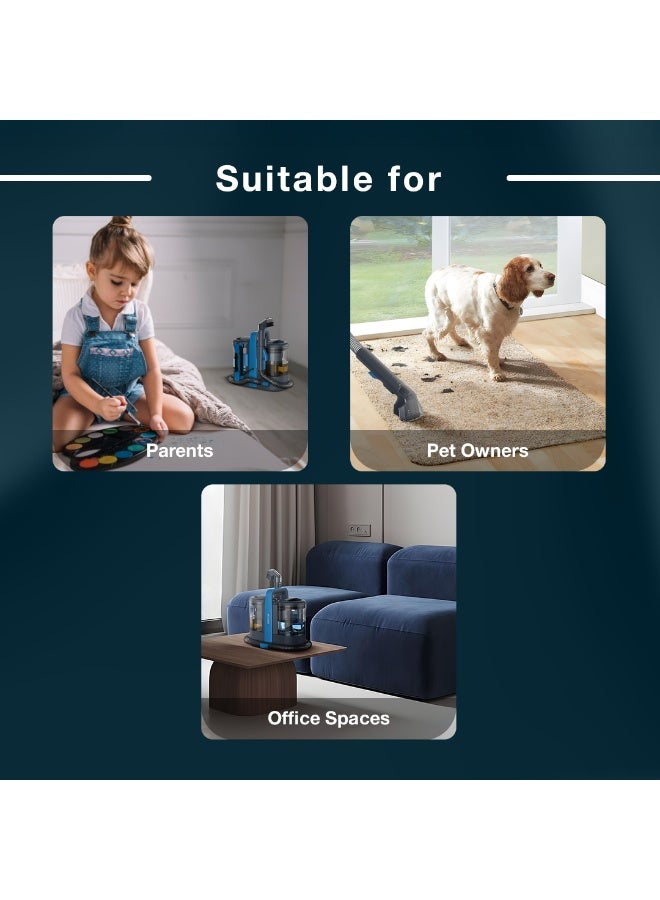 جرين ليون منظف ​​السجاد الاحترافي / قابس المملكة المتحدة  / قوة محرك 600 واط / خزان 1500 مل من المياه العذبة / خزان مياه مزدوج / خزان 800 مل من المياه القذرة / طول خرطوم 3.9 قدم / قوة شفط قوية / تنظيف عميق للبقع - أزرق - Image 5