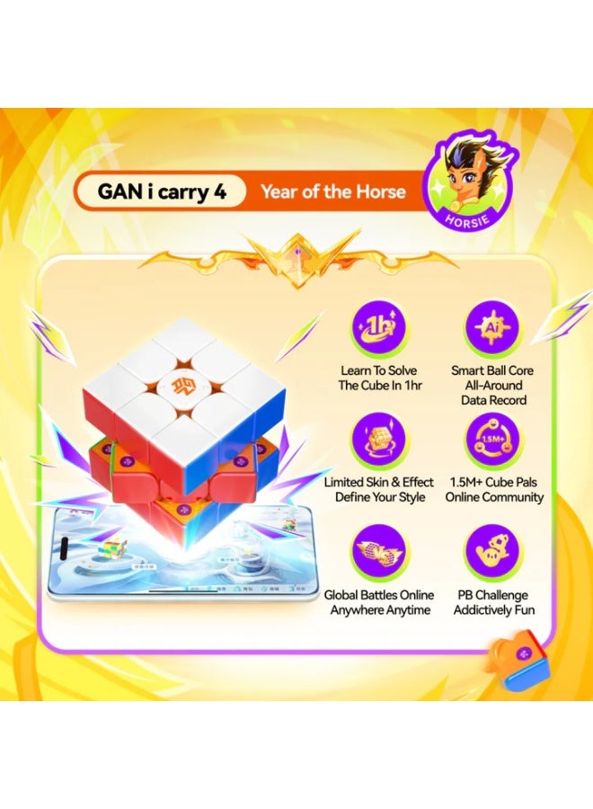 جانكيوب مكعب السرعة المغناطيسي GAN i Carry 4 إصدار سنة الحصان بتصميم فروستد – أحدث إصدار 2026 - Image 3