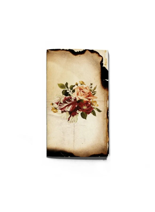 انك جيكشن دفتر ملاحظات ورسم بحجم جواز السفر، تصميم الورود المحترقة العتيق - Image 1