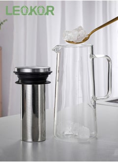 LEOKOR Glass Cold Brew Coffee Maker Pot Jar with Tick Marks Stainless Steel Filter Ice Brewed Coffee Tea Infuser Pot Cold Kettle 1000mL  - Image 2