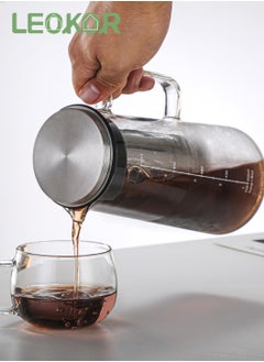 LEOKOR Glass Cold Brew Coffee Maker Pot Jar with Tick Marks Stainless Steel Filter Ice Brewed Coffee Tea Infuser Pot Cold Kettle 1000mL  - Image 5