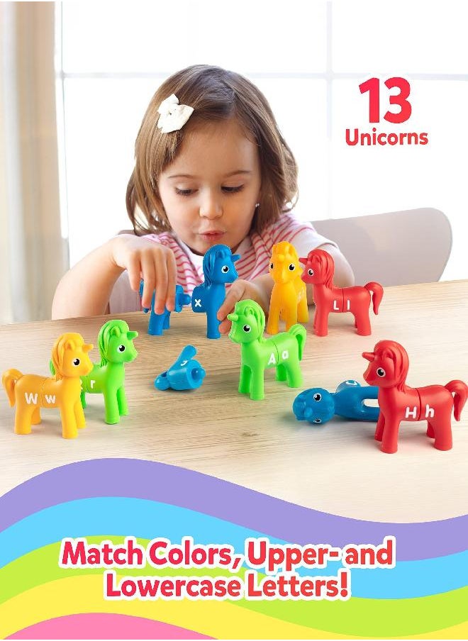 Coogam Coogam Unicorn Uppercase & Lowercase Letters Matching Game,13pcs Double-Sided ABC Letter Toys with 26 Alphabet Recognition Match Games Preschool Educational Montessori Toys for Toddlers Boys Girls  - Image 1