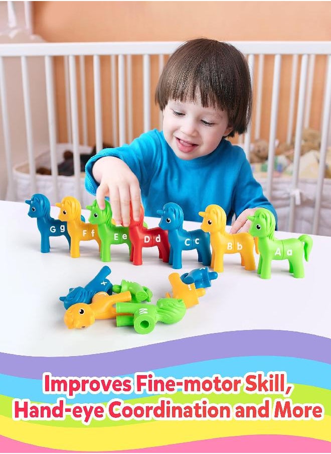 Coogam Coogam Unicorn Uppercase & Lowercase Letters Matching Game,13pcs Double-Sided ABC Letter Toys with 26 Alphabet Recognition Match Games Preschool Educational Montessori Toys for Toddlers Boys Girls  - Image 3
