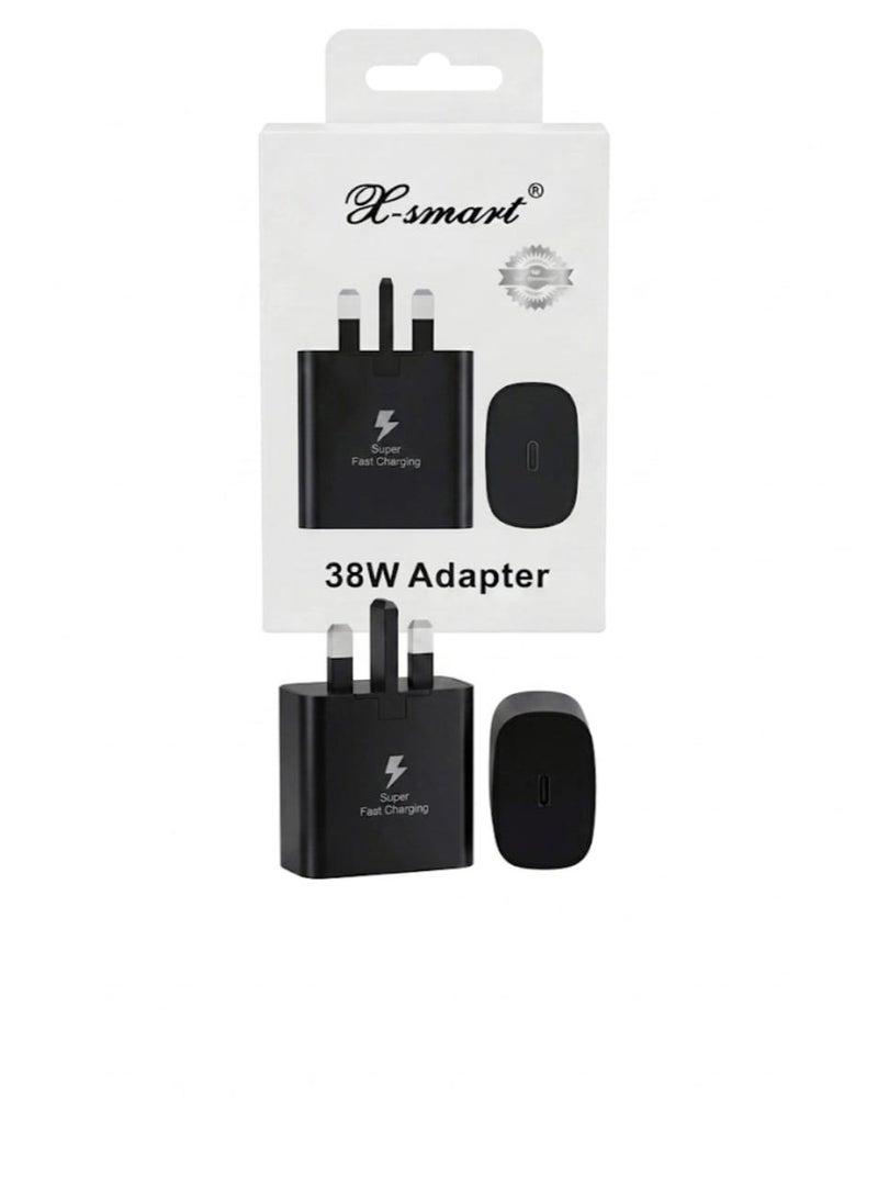 X SMART X-smart 38W Dual Port Fast Charging Wall Adapter (USB-C & USB-A) for Samsung Galaxy, Black - Image 1