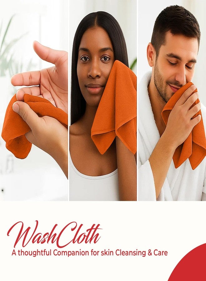 RIVERSIDE 12 Pack Washcloths - 12x12 Inches, 400 GSM, 100% Ring-Spun Cotton - Soft, Absorbent & Durable Face and Body Towels - for Bathroom, Spa, Gym, Makeup Removal & Everyday Use - Orange - Image 4