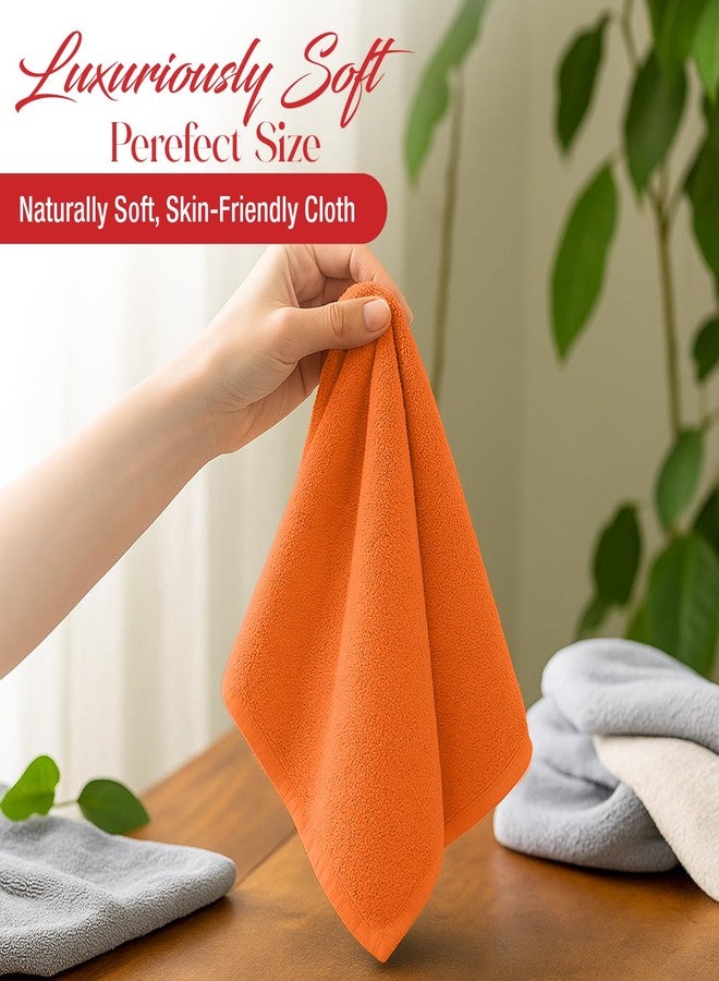 RIVERSIDE 12 Pack Washcloths - 12x12 Inches, 400 GSM, 100% Ring-Spun Cotton - Soft, Absorbent & Durable Face and Body Towels - for Bathroom, Spa, Gym, Makeup Removal & Everyday Use - Orange - Image 5
