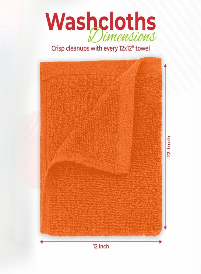 RIVERSIDE 12 Pack Washcloths - 12x12 Inches, 400 GSM, 100% Ring-Spun Cotton - Soft, Absorbent & Durable Face and Body Towels - for Bathroom, Spa, Gym, Makeup Removal & Everyday Use - Orange - Image 2