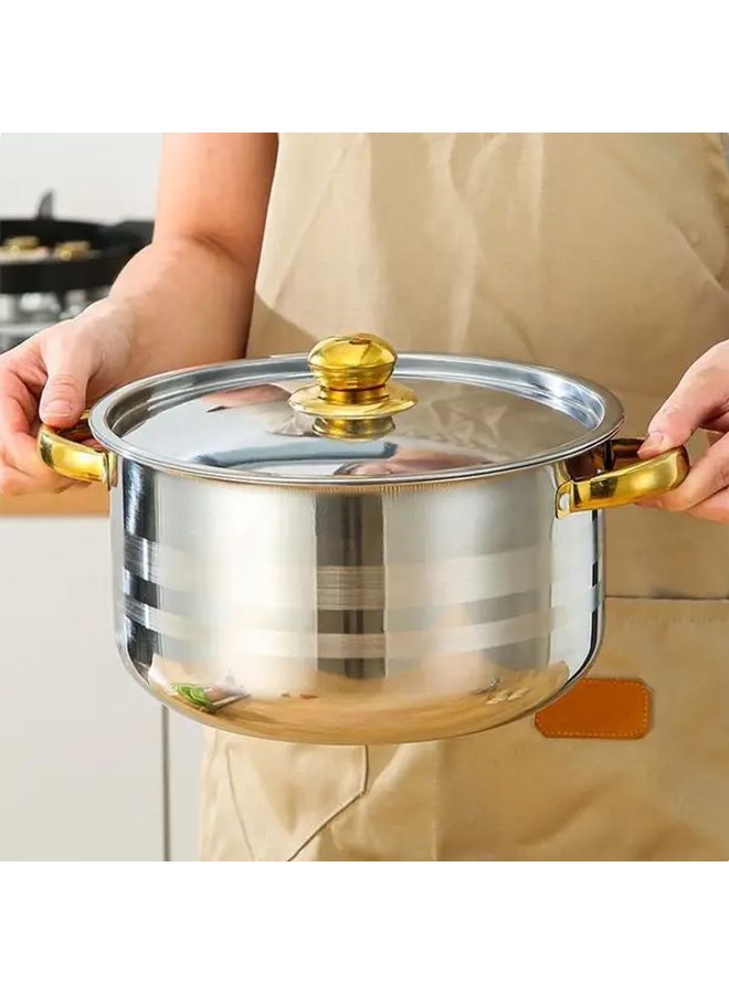 5pcs Stainless Steel Cookware Set With Steel Lid Golden Ear Soup Pot - Image 5