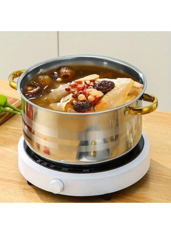 5pcs Stainless Steel Cookware Set With Steel Lid Golden Ear Soup Pot - Image 2
