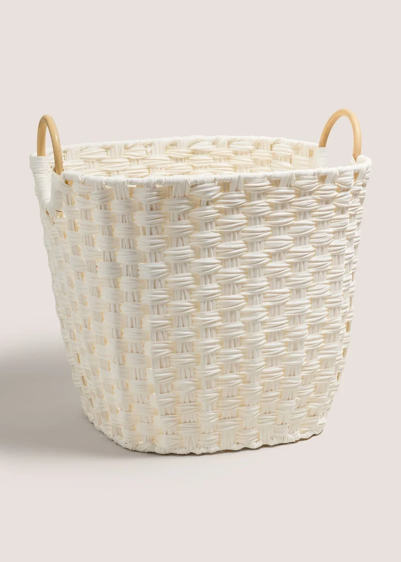 Matalan White Rattan Handle Basket