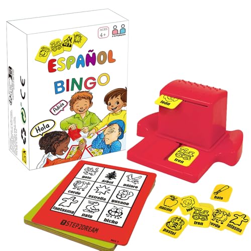 Magictodoor Spanish Vocabulary Bingo for Kids Educational Learning with Sight Words Boosts Language and Matching Skills Ideal for Classroom and Home Use Spanish Board Game - Image 1