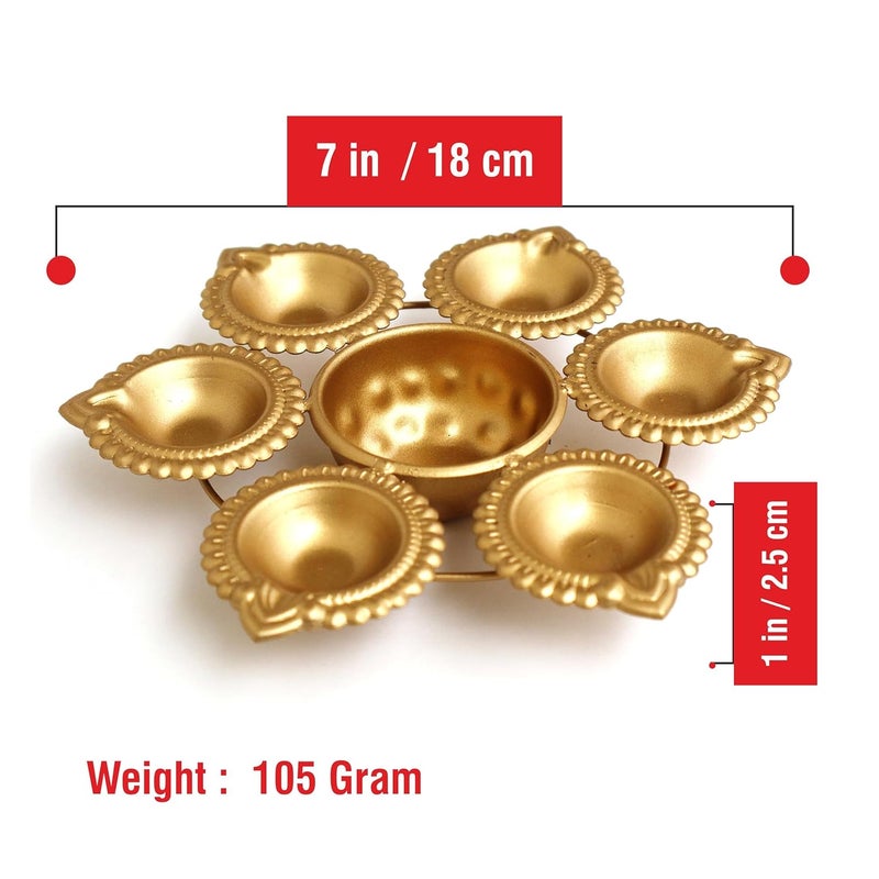 Pure Source India Pure Source India Handcrafted Diya Shape Flower Decorative Urli Bowl | for Floating Flowers and Tea Light Candles | Home and Office Decor | Diwali Decoration Items - Mini 7 inch, Set of 2 Pieces  - Image 3
