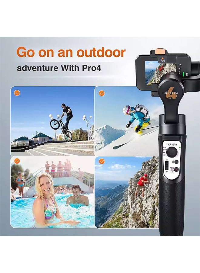 هوهم مثبت Hohem الرسمي iSteady Pro 4 Gimbal لكاميرا GoPro 12/11/10/9/8/7/6 DJI OSMO Insta360 One R Action Camera مثبت يدوي ثلاثي المحاور  - Image 3