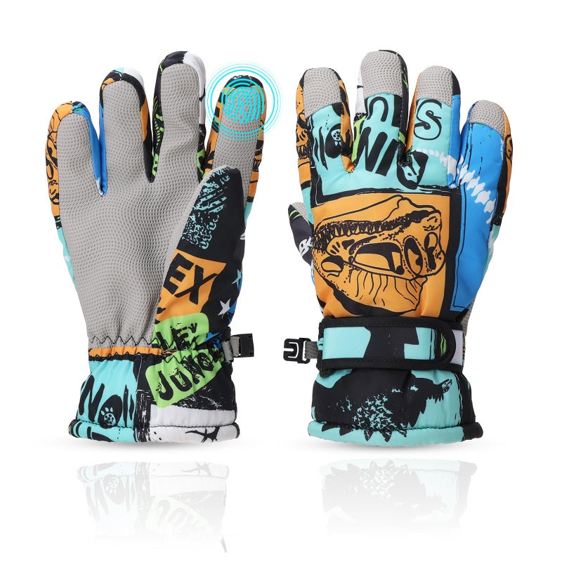 YooxArmor Kids Ski Snow Gloves, Waterproof Warm Touchscreen Winter Gloves, Cold Weather Windproof Gloves for 6-12Y Boys Girls Skiing Snowboarding Cycling Outdoor - Image 1