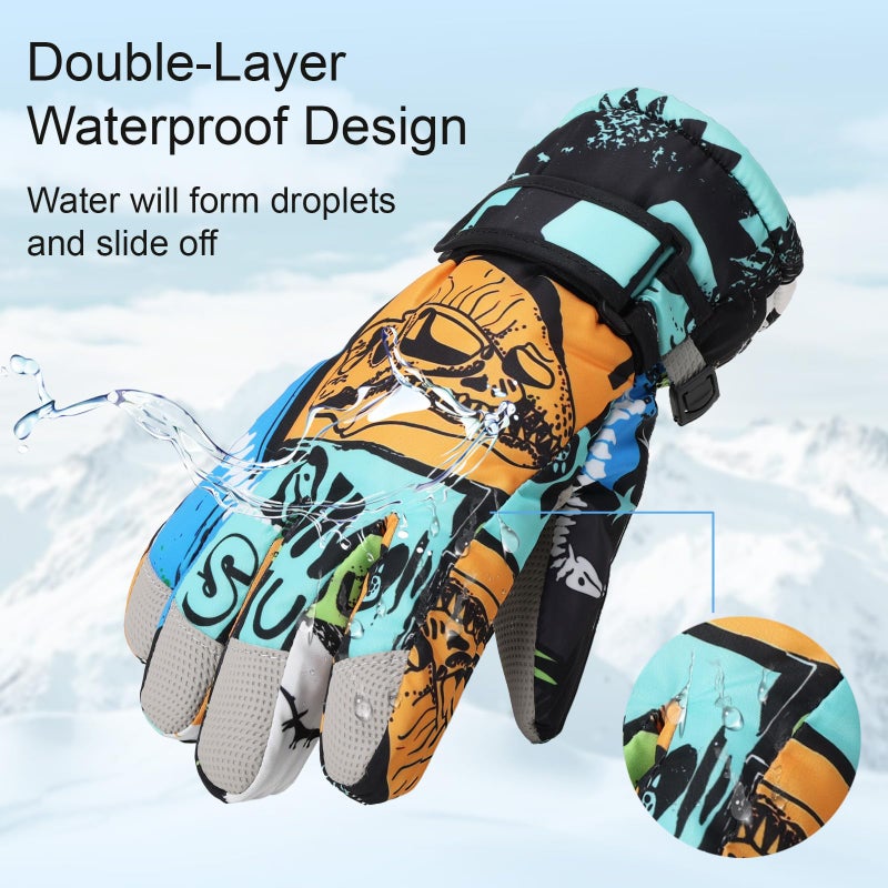 YooxArmor Kids Ski Snow Gloves, Waterproof Warm Touchscreen Winter Gloves, Cold Weather Windproof Gloves for 6-12Y Boys Girls Skiing Snowboarding Cycling Outdoor - Image 3