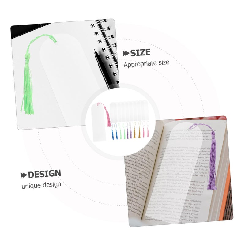 مجموعة إشارات كتب الأكريليك مع شرابات، إشارات صفحات فارغة للتصميم الذاتي، شفافة وخفيفة الوزن لمشاريع القراءة والحرف اليدوية - Image 4