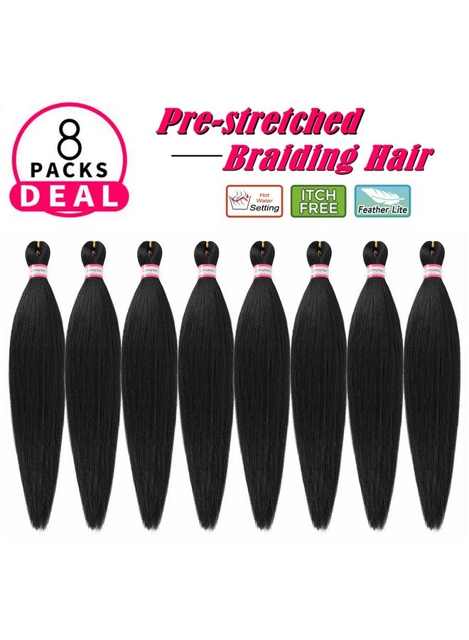 Dorsanee Pre Stretched Braiding Hair 20 Inch 8 Packs Natural Black Professional Braiding Hair for Braids Soft Yaki Texture Hot Water Setting Synthetic Hair Extensions (20inch,#1B) - Image 2