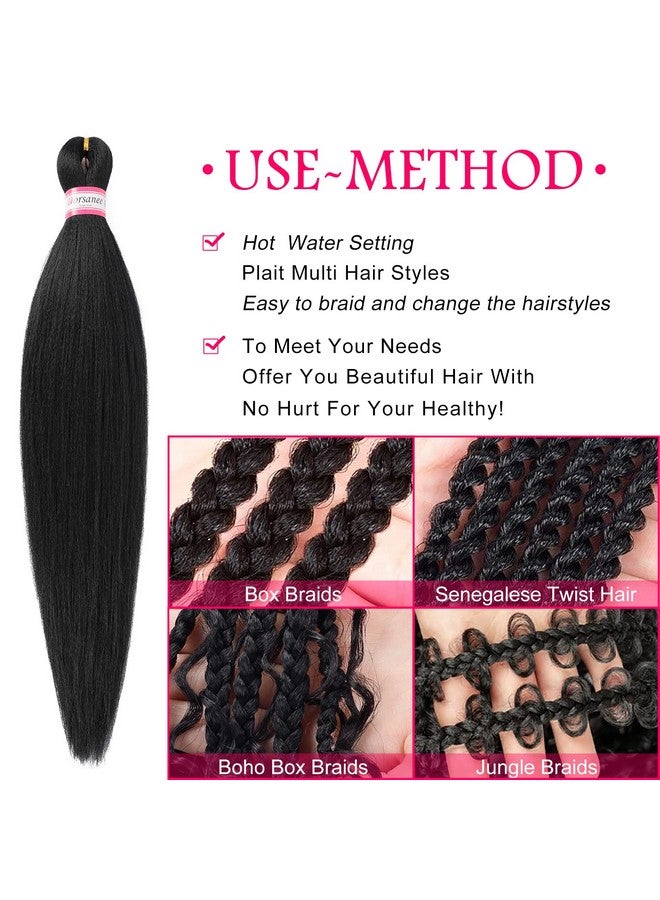 Dorsanee Pre Stretched Braiding Hair 20 Inch 8 Packs Natural Black Professional Braiding Hair for Braids Soft Yaki Texture Hot Water Setting Synthetic Hair Extensions (20inch,#1B) - Image 4