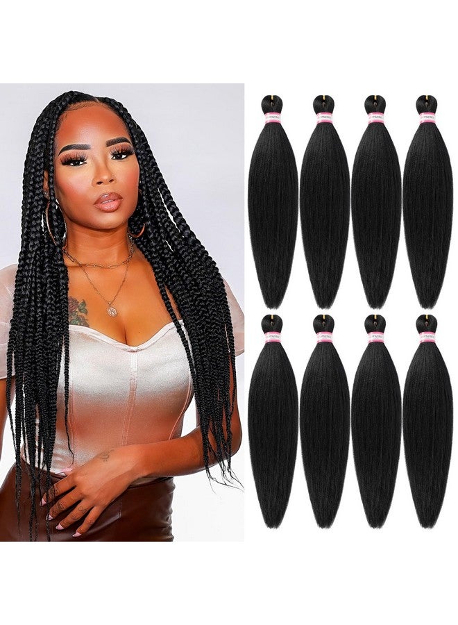 Dorsanee Pre Stretched Braiding Hair 20 Inch 8 Packs Natural Black Professional Braiding Hair for Braids Soft Yaki Texture Hot Water Setting Synthetic Hair Extensions (20inch,#1B) - Image 1