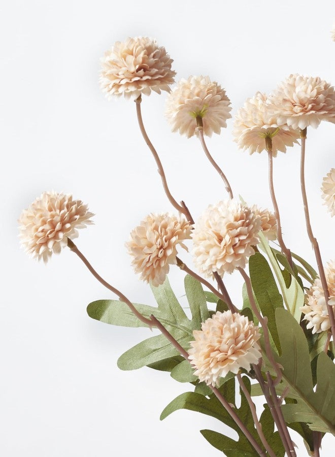 InnoGear Silk Flowers Pompon Mum Artificial Flowers, 5pcs Fake Mini Chrysanthemums with Stems Bulk Faux Kiku Flower for Decoration Memorial DIY Wedding Bouquets Centerpieces Bridal Shower, Beige - Image 4