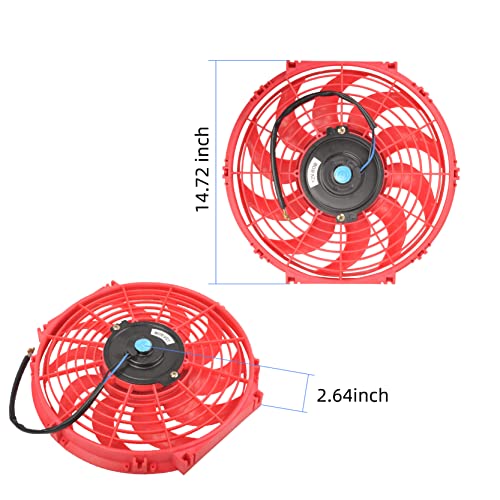 GESEXI 12 Inch Slim Fan Push Pull Electric Radiator Cooling Fan Universal High Performance 12V 80W Motor with Fan Mounting Kit (Red) - Image 4