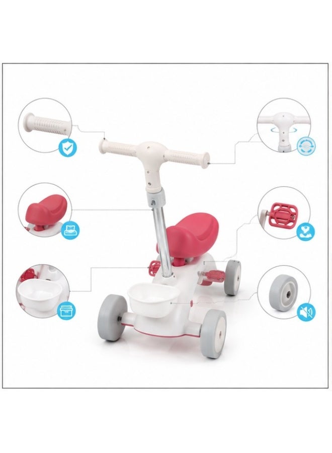 2-in-1 Toddler Balance Bike with Push Handle – Kids Ride-On Tricycle with Storage Basket, Ages 1-3 - Image 3