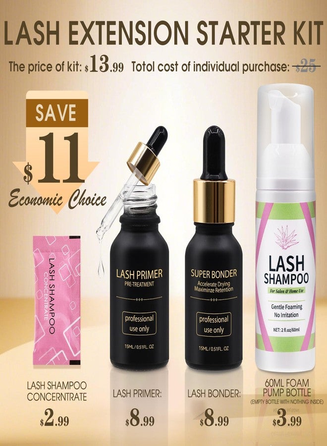 ميوفيو مجموعة ميو فيو لربط الرموش، برايمر وشامبو لتركيب الرموش، مسرع لاصق لتثبيت الرموش، برايمر معالجة مسبقة، مزيل زيت البروتين، أدوات مكياج للاستخدام الاحترافي (15 مل + 15 مل + 60 مل) - Image 2