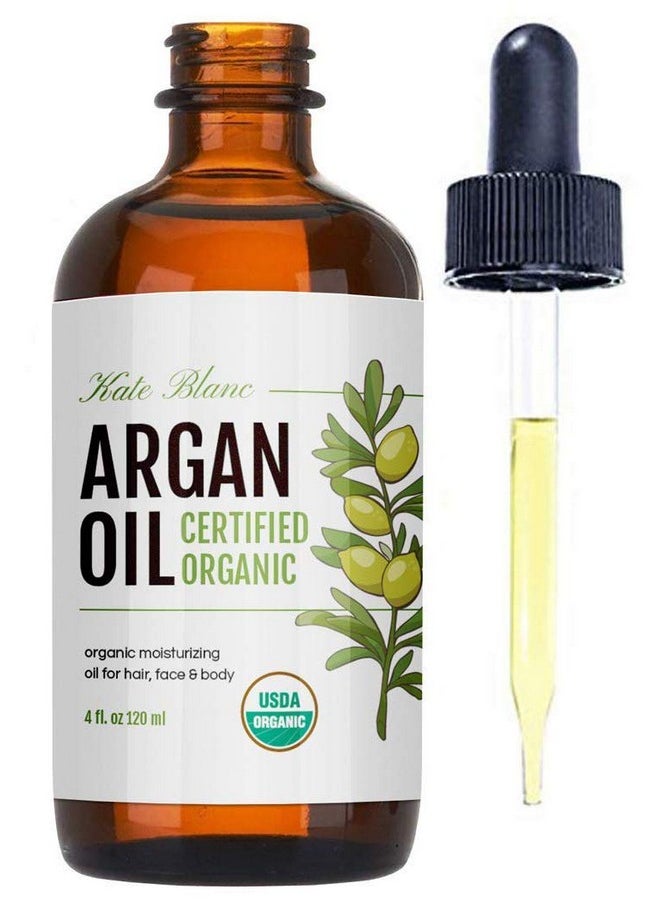 Kate Blanc Cosmetics - Kate Blanc Cosmetics Argan Oil for Hair, Face & Skin from Morocco. Promotes Hair Growth (4oz, USDA Certified Organic, Cold Pressed & 100% Pure, Light) - Image 1