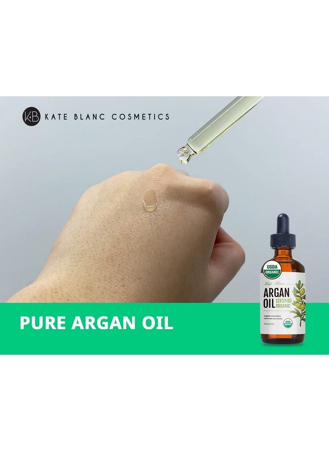 Kate Blanc Cosmetics - Kate Blanc Cosmetics Argan Oil for Hair, Face & Skin from Morocco. Promotes Hair Growth (4oz, USDA Certified Organic, Cold Pressed & 100% Pure, Light) - Image 1