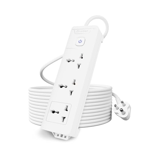 Cablet 3 Way Extension Board - 3 Universal Socket + 1 Switch, 10A and 2500W - 4.5m Heavy Duty Cable - White, Medium (Cablet 3010-45) - Image 1